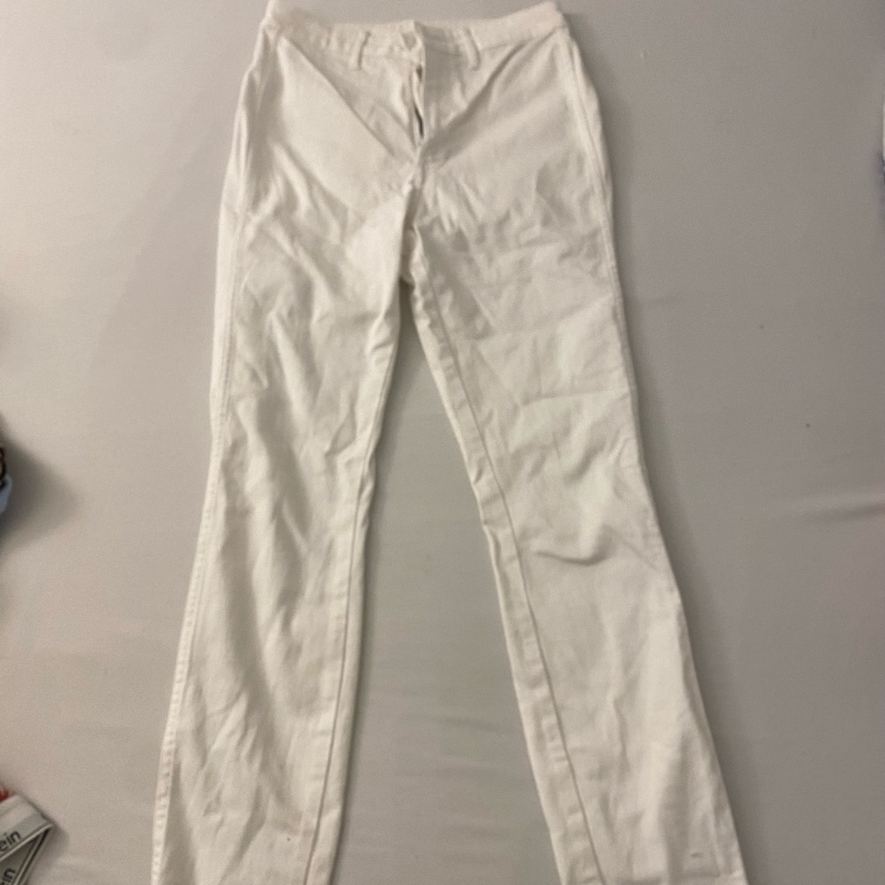 White straight leg pants